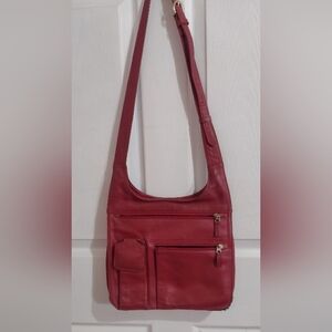 Chic Red Leather Shoulder Bag